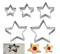 5PCS Pie Star Cutter Stainless Steel Small Cookie Cutters Silver Pastry Cutters Biscuit Cake Kids Gingerbread Mince Small Snowflake Cookies Usable Shaped Mini Creative Stars for Festival Foods Shapes
