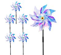 5PCS Pigeon Deterrent Reflective Bird Repellent Windmill Bird Deterrent Windmills for Garden Bird Scarers for Gardens Variable Color Silver Plastic Wind Spinner