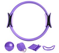 5pcs Pilates Ring Set - Premium 14” Resistance Rings with Dual Padded Handles - Includes 10” Pilates Ball & 59” Highly Elastic Resistance Bands & 9”x5” Pilates Ring & 72” Pilates Aid Belt (purple)