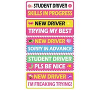 5Pcs Pink Beginner Magnetic Car Stickers, Beginner Magnet Supplies for Car Student Driver Sign, Lovely New Driver Sticker Supplies Suitable for Keeping a Safe Distance on the Road