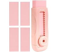 5Pcs Pink Eraser Sliding Retractable Eraser,Soft Pink Color Cute Push Pull with Plastic Sleeve and 4 Refill, School Office Home Supplies,Standard Pencil Erasers,Office Products