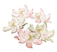 5pcs Pink Green Lotus Embroidery Patch Piece Traditional Auspicious Patterns Thread Appliques Clothes Bags Accessories