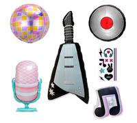5Pcs Pink Purple Black Music Note Balloons for Singer Fans Party Decoration,Record Balloons Inflatable Guitar Music Note Balloon,Rock and Roll balloon,Blow Up Guitars,80s 90s Theme Party Decorations