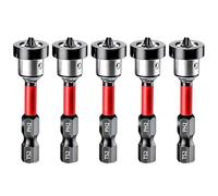 5PCS Plasterboard Screws, Drywall Tools with PH2 Adjustable Depth Positioning Dimpler Bits Removable, PH2 Magnetic Screw-Holding Bit Collar for Magnetic Drill Bits