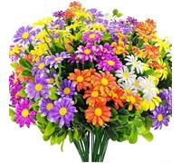 5Pcs Plastic Artificial Daisy Flowers for Fence Line Accent For Outdoor Fire Area and Indoor Coffee Table Display