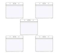 5pcs Plastic Card Holder,Transparent Waterproof Name Tag Badge ID Card Holders ID Badge Card,PVC Card Sleeve,Plastic Wallets Pocket Holder Double Sided Badge Holders Lanyard Card Holder