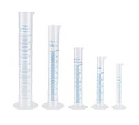 5pcs Plastic Graduated Cylinder Beaker 10ml 25ml 50ml 100ml 250ml Measuring Cylinder Science Measuring Test Tube Flask Blue Graduation Lines Cylinder Liquid Measuring Tools Lab Test Tube Pour Spout