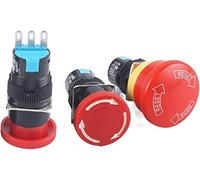 5pcs Plastic Mushroom Emergency Stop Push Button Switch 16mm Mounting Hole 1NO1NC 2NO2NC Latching Lock (Color : Arrow-6 pins) (Color : Reset-3 Pins)