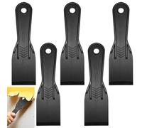 5Pcs Plastic Scraper, 2 Inch Filler Spreader, Wall Filler Tool for Caulking, Black Plastic Putty Knife for Cleaning, Paint Scrapers Tools, Wallpaper Scrapers Fits Indoor and Outdoor Repair Work