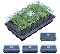 5Pcs Plastic Seed Module Trays with Lids for Growing Seedling Starter,Humidity Adjustable Durable Seed Starter Kit for Plant Germination,Propagators with 200 Cells for Greenhouse,Garden,Home Seedlings