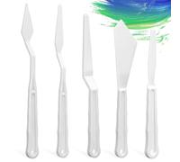 5Pcs Plastic Spatula Palette Knives, Palette Knives Set Thin and Flexible Art Knife Tools Pallet Knife for Acrylic Paint Painting Mixing,Spreading,Scratching,Layering Colors,Watercolor Painting