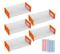 5PCS Plastic Test Tube Rack, 50 Holes Lab Tube Rack Holder for 15/18 mm Tubes, Hole Diameter 18.7mm, Acrylic, Detachable, Orange