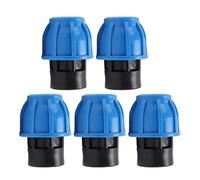 5PCS Plumbing Fittings Water Pipe Quick Connector Kit, PE Plastic Straight Through Coupling with Female Thread for PPR PE PVC Pipes, High Pressure Resistant Leak Proof (25xG1/2)