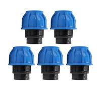 5PCS Plumbing Fittings Water Pipe Quick Connector Kit, PE Plastic Straight Through Coupling with Female Thread for PPR PE PVC Pipes, High Pressure Resistant Leak Proof (32xG3/4)