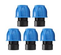 5PCS Plumbing Fittings Water Pipe Quick Connector Kit, PE Plastic Straight Through Coupling with Female Thread for PPR PE PVC Pipes, High Pressure Resistant Leak Proof (25xG3/4)