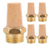 5pcs Pneumatic Brass Exhaust Silencer, 1/2 Bsp Long Head for Cylinders | Fits Standard Pneumatic Fittings Connector, Golden Brass Finish Gradual Expansion Flow Channel Design
