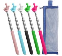 5pcs Pointer Finger Stick for Teacher&Classroom, Teacher Must Have Extendable Hand Pointer Finger with Pouch, Classroom Essentials - Finger Pointer for School, Vlogging, Group Work, Reading