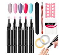5PCS Polish Nail Polish Pens - nail ar-t Pens Set, Nai-l Varnish Pe-ns 3-in 1 Gel N-ails Poli-sh Pen Set, DIY N-ail Pe-ns For Girls And Ladies, Quick-Drying Manicure Tool