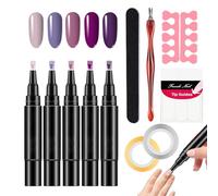 5PCS Polish Nail Polish Pens UK, 3In 1 Gel Nails Polishs Pen Set, No Base Coating Required, OneSteps DIY Nails Varnish Pens, for Girls and Ladies, Nail Polishs Crafts Pen Set for Home