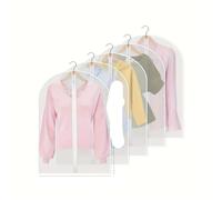 5pcs Polyester Garment Dust Cover With Zipper Closure Long Hanging Clothes Bag For Coats Jackets & Wardrobe Organization(5pcs 60x80cm)