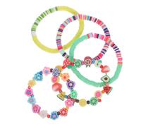5pcs Polymer Clay Beaded Bracelets Stretch Wrist Set for Girlfriend
