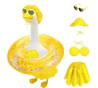 5Pcs Porch Goose Outfits Summer, Bikini Cute Clothes Yellow Polka Dot Sculpture Clothes for Goose Statue,Outdoor Yard Decor Lawn Patio Decoration, Durable Fabric (Bikini)