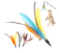 5pcs Portable Feather Replacement Cat Toys Stick Novelty Design | Portable Chicken Feather Cat Wand Heads with Bells for Kitten Pet Supplies