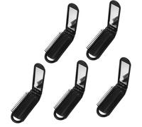 5pcs Portable Mirror Foldable Combs for Travel Mini Hairdressing Tools Including Wide Tooth Comb and Hair for Go Use, Travel for friends, Family or yourself, Deform and break resistance ability, Cl...
