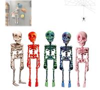 5PCS Posable Skeleton Fridge Magnet - 3D Printed Funny Goth Skeleton Fridge Magnets, Decorative Skull Halloween Refrigerator Magnet for Refrigerator Locker Whiteboard Kitchen Office