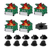 5pcs Positive Enamel Dumpster Fire Pins, Black Dumpster Fire Pin Enamel Lapel Pin It's Fine I'm Fine Everything Is Fine Pins Dumpster Flame Brooch Dumpster Fire Jewelry Ornament for Coworker