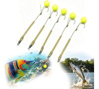 5Pcs Pre-Tied Carp Floating Rig, Anti-Tangle Short Leader Fishing Hook with High Buoyant Floating Ball, High Carbon Steel Fishing Hooks, Multi-Size Carp Fishing Tackle for Freshwater Saltwater (4#)