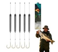 5PCS Pre-Tied Off Bottom Fishing Rig, Anti-Snag Floating Hook Leaders, Suspension Hair Rigs, No Float Adjustment, Ready to Use Carp Tackle for Freshwater & Saltwater