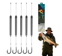 5PCS Pre-Tied Off Bottom Fishing Rig, Anti-Snag Floating Hook Leaders, Suspension Hair Rigs, No Float Adjustment, Ready to Use Carp Tackle for Freshwater & Saltwater