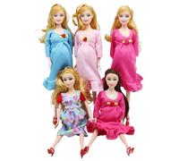 5PCS Pregnant Doll with Baby in Tummy 12" Movable Joint Pregnant Mother for Kids, Dollhouse Accessories Doll Baby Toys