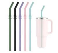 5pcs Press in Straw Replacement for Hydro Flask Travel Tumbler 40/32/28/20oz, BPA Free Reusable Silicone Straws for Hydroflask Water Bottle Lid Accessory Parts (Five Colors)