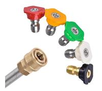 5Pcs Pressure Washer Spray Nozzle Tips, 1/4 Inch Quick Connect, Multiple Spray Angles, High Pressure Washer Accessories for Car, Garden, Home & Surface Cleaning