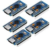 5pcs Pro Micro Board Module Atmega32U4 5V 16MHz USB Programming Development Board Micro-Controller Compatible with Arduino IDE (with Pin Header)
