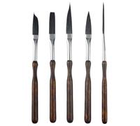 5Pcs Professional Hair Brush Set Detail Pinstriping Brushes for Watercolour Inks Acrylic Gouache Includes Knife-shaped Flat-headed Sword-shaped Long Cat Tongue Drawstring