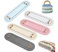 5Pcs PU Leather Bag Bases for Crochet 18.5 x 5.5cm, Crochet Bag Bottom Base, Oval Shape with Holes, Handbag Purse Base Shaper for DIY, Basket Bottoms, Bag Making Tools for Shoulder Bags and Handbags