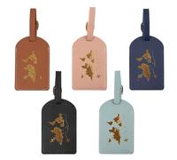 5PCS PU Leather Suitcase Tags with Privacy Cover, Luggage Tags for Suitcases and Travel Bags, Personalised Luggage Tags with ID Card Window, Durable Luggage Tag Set for Cruise Luggage Tag Holder