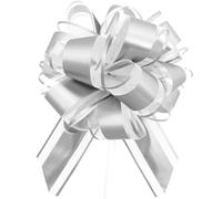 5Pcs Pull Bows, 7inch Bows For Gift Wrapping Silver Bows For Gift Wrapping Large Bows For Gift Wrapping Wedding Ribbon For Gift Wrapping, Wedding Decorations, Cars,Baskets(silver)