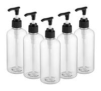 5pcs Pump Bottle Dispenser, 300ml Refillable Empty Press Pump Bottles, Plastic Liquid Soap Dispenser Storage Holder Container for Lotions, Shampoo, Conditioner