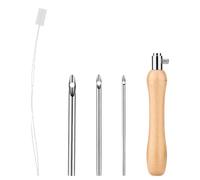 5pcs Punch Needle Kit, Punch Needle Tool Includes 2/3/4mm Metal Punch Needle Tips & Handle & Punch Needle Threader Punch Embroidery Pen Kit for Adults Beginner Floss Cross Stitching DIY Craft
