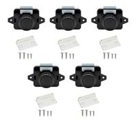 5PCS Push Button Latch Catch Drawer Replacement Keyless Door Lock Cupboard Door Motorhome Caravan Cabinet Knob Zinc Alloy Pop Up for 15-18mm Thickness Cabinet Boat Horsebox Camper Van RV Black