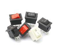 5Pcs Push Button Switch 10x15mm SPST 3Pin 3A 250V KCD11 Snap-in on/Off Rocker Switch 10MM*15MM Black Red and White DIY IDGTTLDF(Black-2D3P)