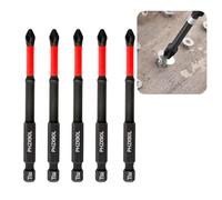 5Pcs PZ2 Magnetic Impact Driver Bits Set,High-Hardness Anti-Slip Screwdriver Bits for Heavy Duty Drilling,Magnetic Drill Bits with Robust Shock-Resistant Design for Makita and Electric Drills(90mm)