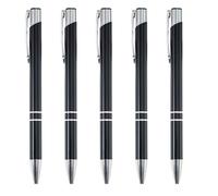 5Pcs Quality Luxury Metal Ballpoint Writing Pens, 1.0mm Smooth Black Gel Ink Business Retractable Ballpoint Pens with Stainless Steel Clip for Teachers Students Colleagues Office Wedding Gift (Black)