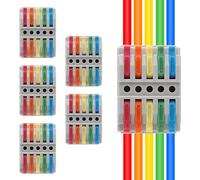 5Pcs Quick Connect Electrical Splicing Wire Connectors Kit Lever Wire Connectors Compact Butt Splice Inline Terminals AWG 28-12 4 in 4 Out Insulated Terminal for Home Terminal Block Connector