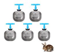5Pcs Rabbit Drinking Bowl, Stainless Steel Animals Automatic Drinker Waterer Cup Poultry Drinker Nipple with 8mm Tee Connector for Farm Feeding (Large stainless steel one-piece tee)