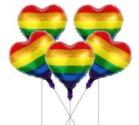 5PCS Rainbow Balloons, Heart Balloon Pride Accessories Self Inflating Balloons Foil Balloon, Party Decorations Rainbow Party Decorations for Adults Birthday Decorations,18in
